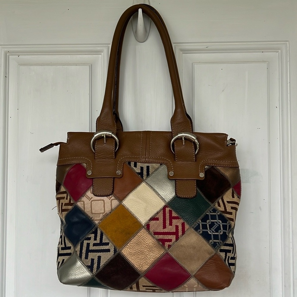 Tignanello Patchwork Multicolor Shopper Leather S… - image 1